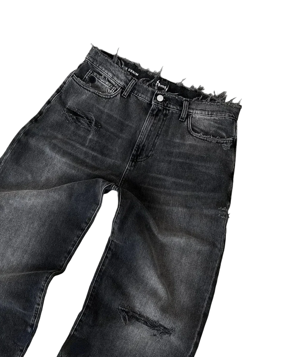 Baggy Jeansy z przetarciami
