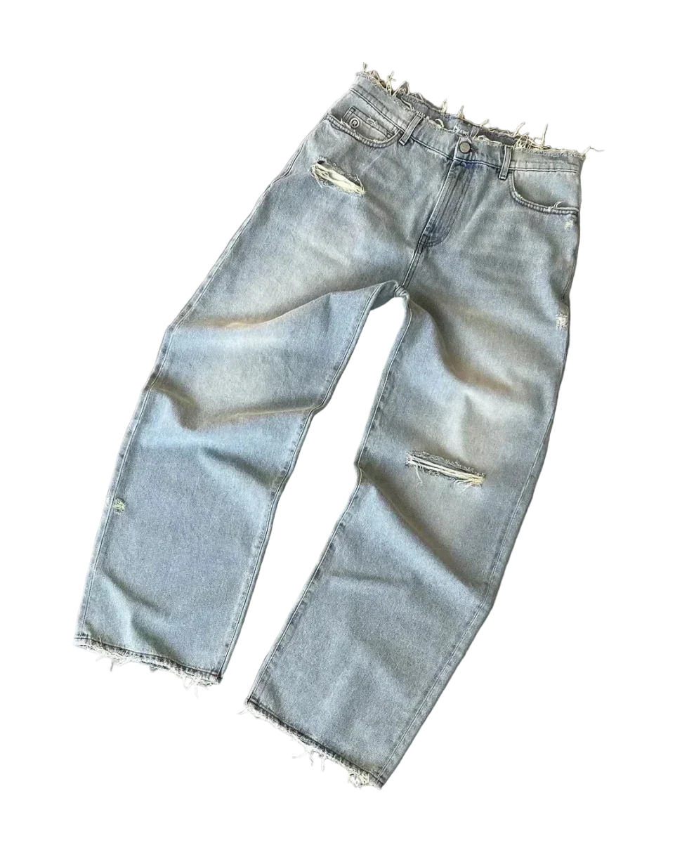 Baggy Jeansy z przetarciami