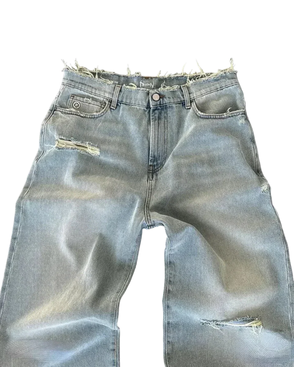 Baggy Jeansy z przetarciami