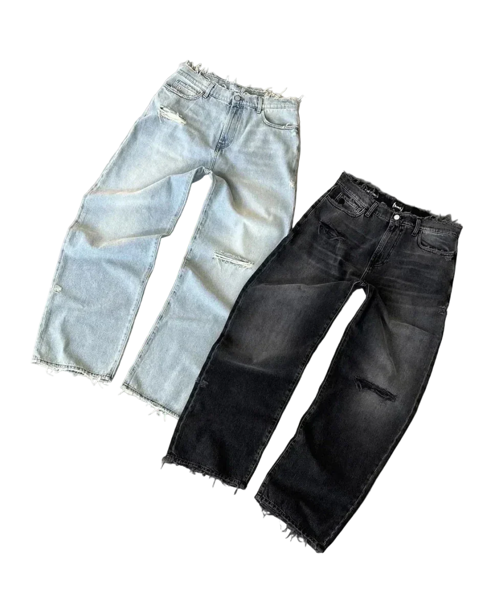 Baggy Jeansy z przetarciami