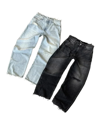 Baggy Jeansy z przetarciami
